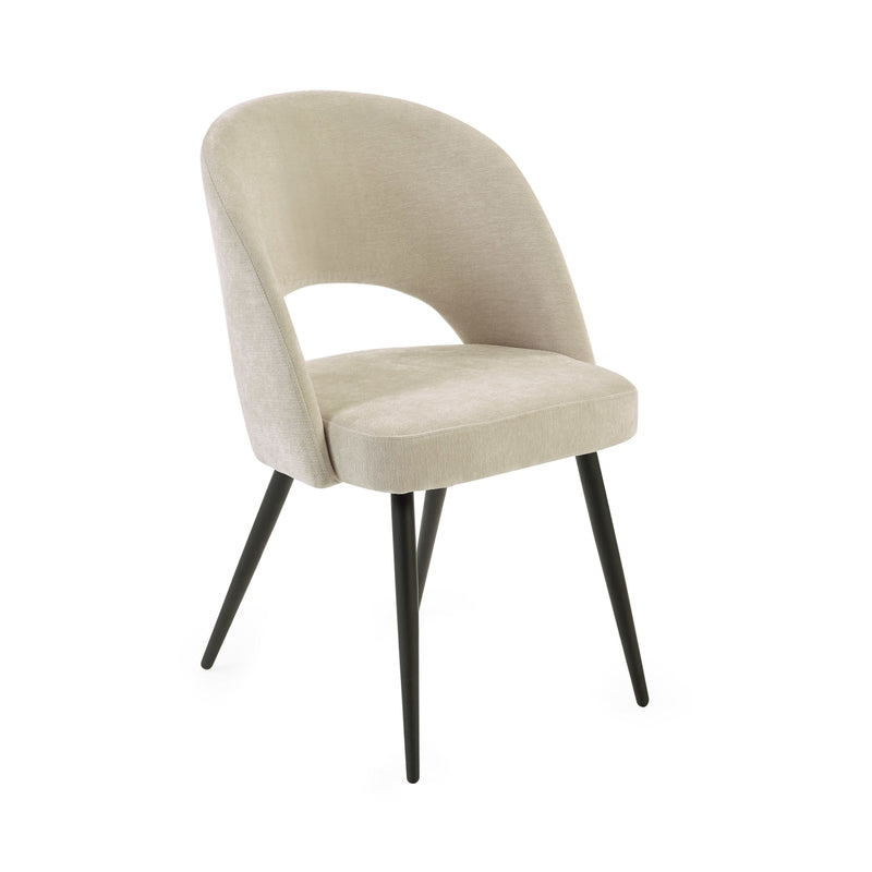 Beige chair with black legs on a white background