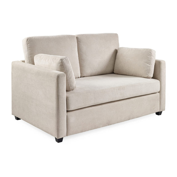 Beige sofa bed on a white background