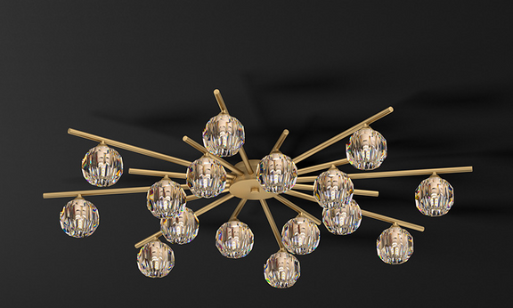 Luxury gold flush mount chandelier for living room