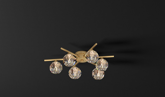 Modern crystal burst chandelier with globe glass shades