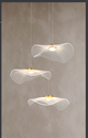 Modern multi-drop leaf chandelier for double height ceiling