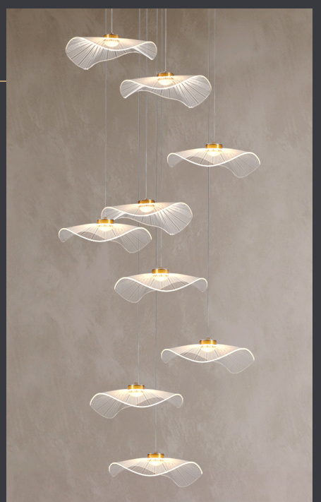 Contemporary hanging chandelier for stairwell void lighting
