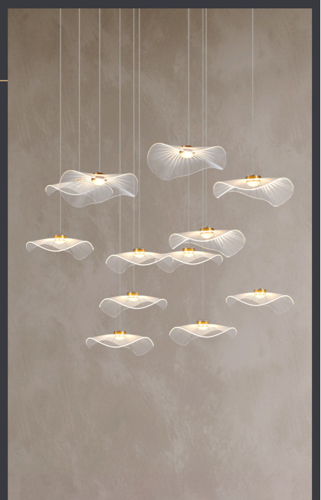 Sculptural leaf pendant chandelier modern luxury lighting