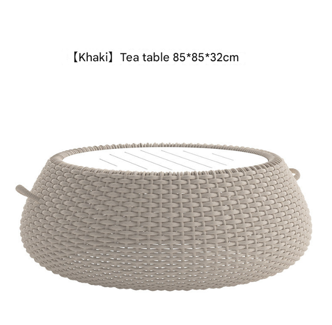 Khaki PE Rattan Outdoor Sofa Set – UV-Resistant Balcony & Garden Seating – Custom Made
