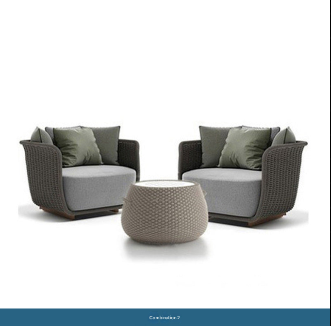 Khaki PE Rattan Outdoor Sofa Set – UV-Resistant Balcony & Garden Seating – Custom Made
