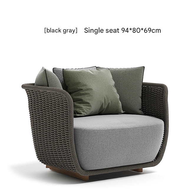 Khaki PE Rattan Outdoor Sofa Set – UV-Resistant Balcony & Garden Seating – Custom Made
