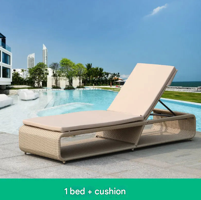 Adjustable Rattan Chaise Lounge Set – Sun Lounger for Balcony & Poolside – Custom Made