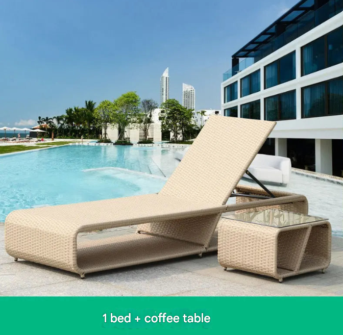 Adjustable Rattan Chaise Lounge Set – Sun Lounger for Balcony & Poolside – Custom Made