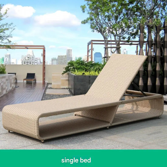 Adjustable Rattan Chaise Lounge Set – Sun Lounger for Balcony & Poolside – Custom Made
