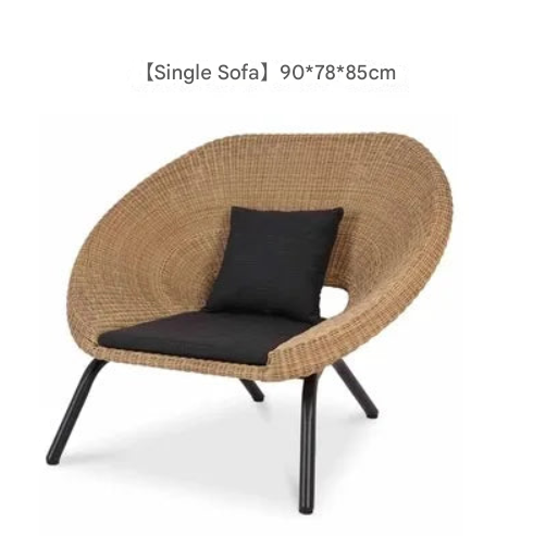 Modern Nordic Rattan Lounge Set – 3-Piece Curved Balcony Chairs & Table – Custom Made