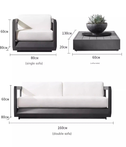 Minimalist Outdoor Aluminum Sofa Set with Matching Coffee Table – Weatherproof Garden Lo