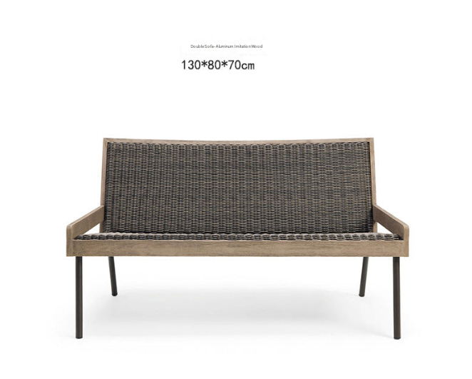 Teak & Aluminum Outdoor Sofa Set with Coffee Table – Weatherproof Garden Lounge Furnitur