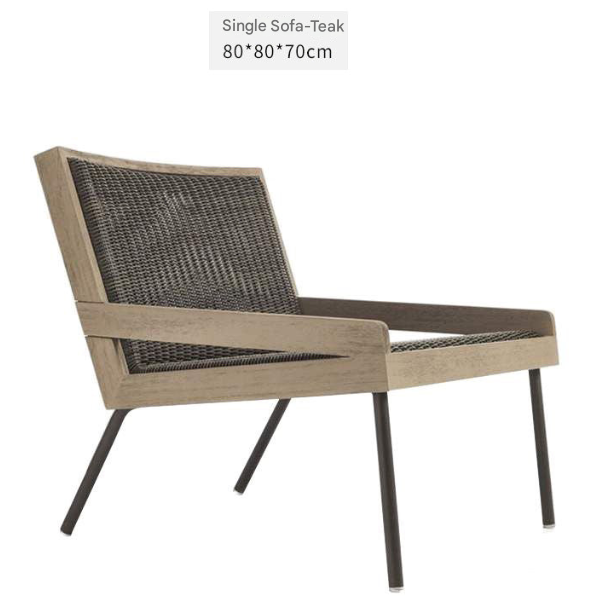 Teak & Aluminum Outdoor Sofa Set with Coffee Table – Weatherproof Garden Lounge Furnitur