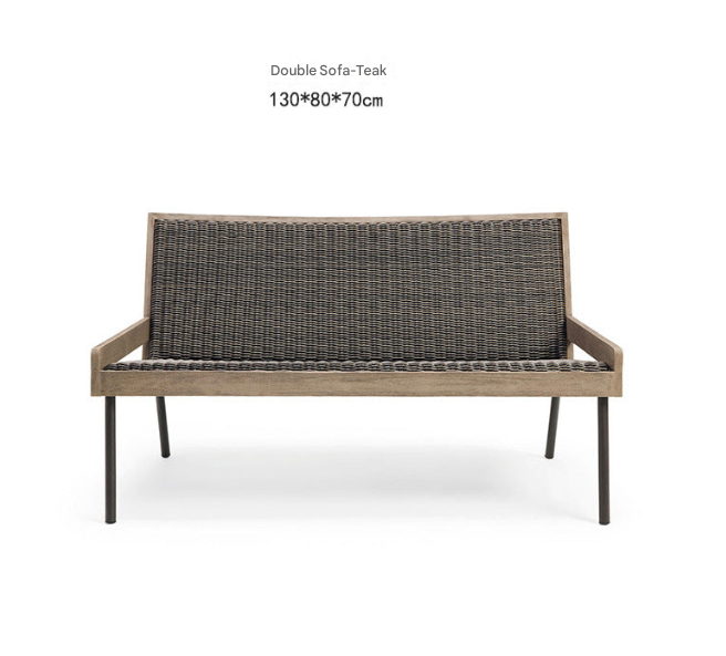 Teak & Aluminum Outdoor Sofa Set with Coffee Table – Weatherproof Garden Lounge Furnitur