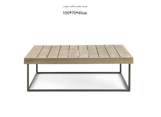 Teak & Aluminum Outdoor Sofa Set with Coffee Table – Weatherproof Garden Lounge Furnitur