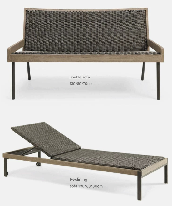 Teak & Aluminum Outdoor Sofa Set with Coffee Table – Weatherproof Garden Lounge Furnitur