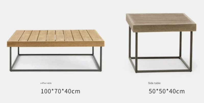 Teak & Aluminum Outdoor Sofa Set with Coffee Table – Weatherproof Garden Lounge Furnitur