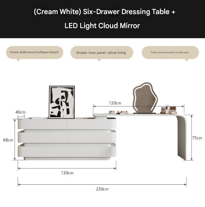Modern Luxury Black Mirror Dressing Table – Custom Made Bedroom Vanity Set