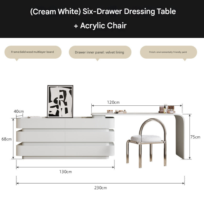 Modern Luxury Black Mirror Dressing Table – Custom Made Bedroom Vanity Set