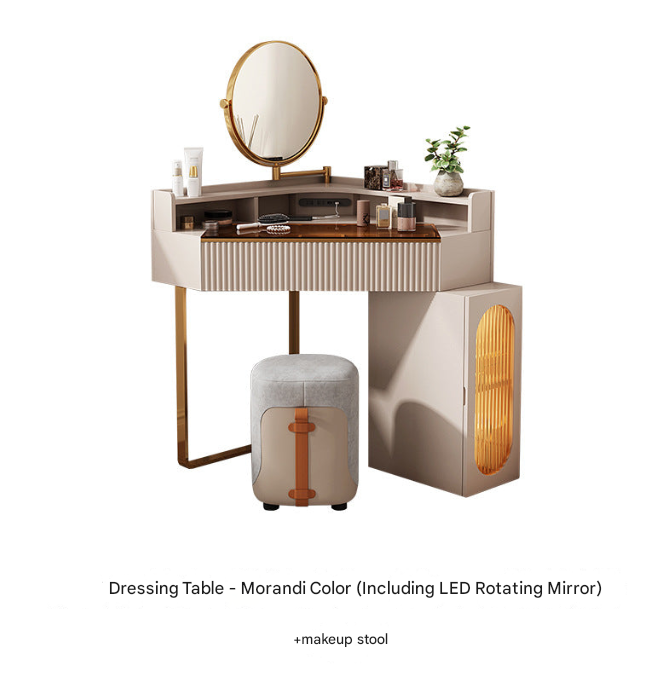 Modern LED Mirror Corner Corner Dressing Table – Custom Made Bedroom Vanity