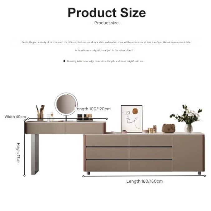 Modern French Walnut Rotating Dressing Table – Custom Made Bedroom Vanity Set