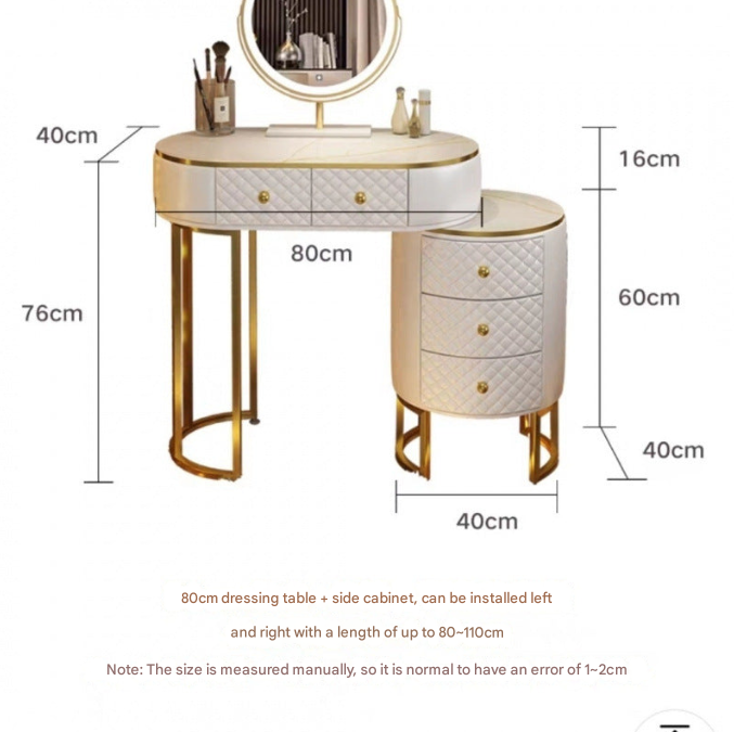 Modern White Mirror Dressing Table – Custom Made Bedroom Vanity Set