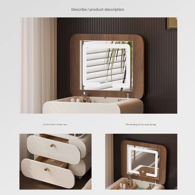 Modern Mirror Compact Dressing Table – Custom Made Bedroom Vanity Set