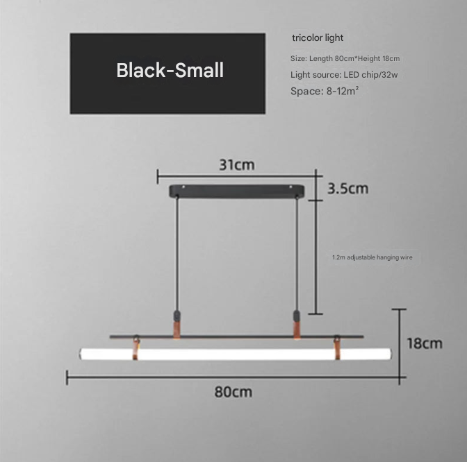 Gold Leather Strap LED Tube Pendant – Modern Linear Dining Chandelier