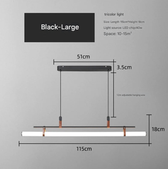 Gold Leather Strap LED Tube Pendant – Modern Linear Dining Chandelier