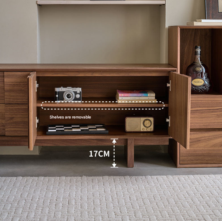 Retro Walnut Solid Medieval French TV Unit – Custom Made Living Room Media Console