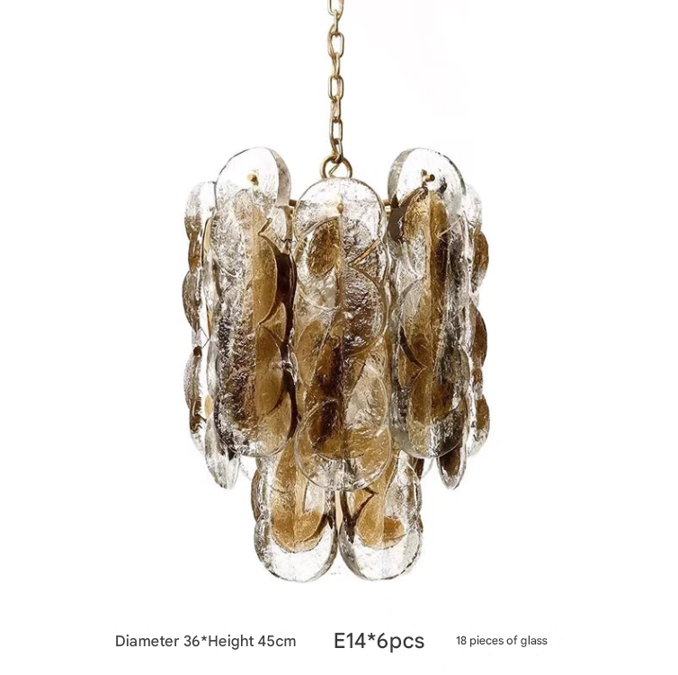 Amber Glass Disc Chandelier – Retro Luxury Pendant Light