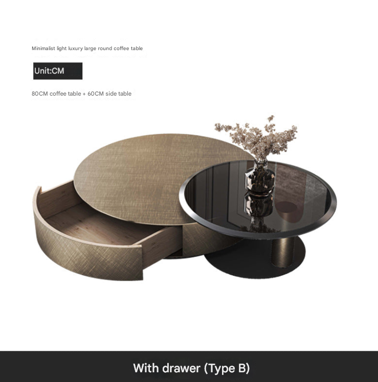 Postmodern Bronze Stainless Steel Tempered Coffee Table – Custom Made Living Room Centre Table