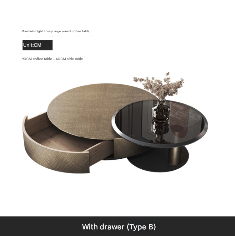 Postmodern Bronze Stainless Steel Tempered Coffee Table – Custom Made Living Room Centre Table