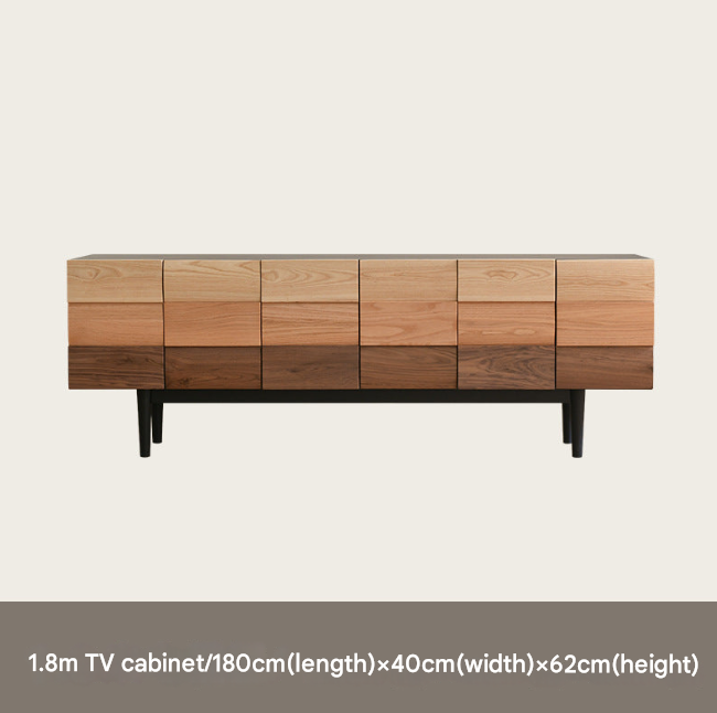 Minimalist Solid Black Walnut TV Unit – Custom Made Living Room Media Console
