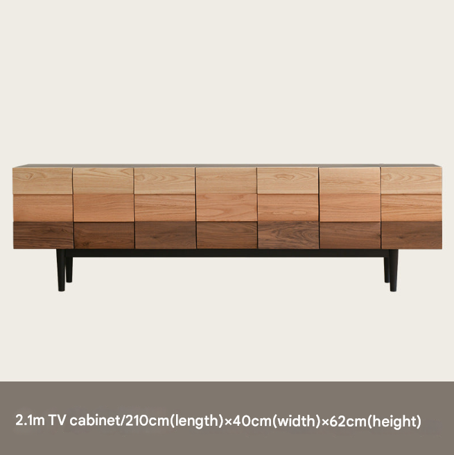 Minimalist Solid Black Walnut TV Unit – Custom Made Living Room Media Console