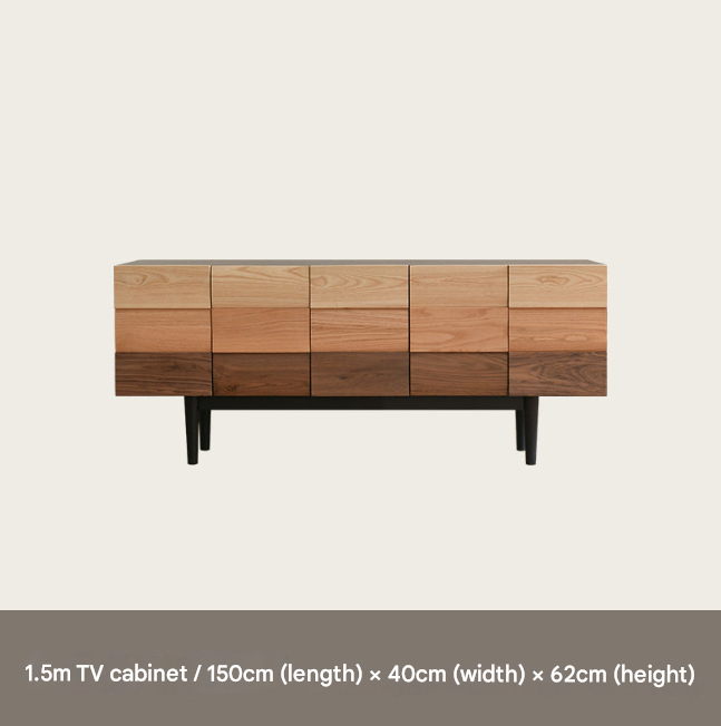 Minimalist Solid Black Walnut TV Unit – Custom Made Living Room Media Console