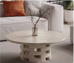 Custom Made Wabi-Sabi Travertine Stone Coffee Table