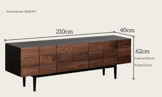 Black Walnut Solid Minimalist Audiovisual TV Unit – Custom Made Living Room Media Console