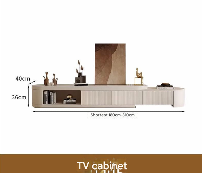 Cream & Retractable TV Unit & Coffee Table Set – Custom Made Living Room Furniture