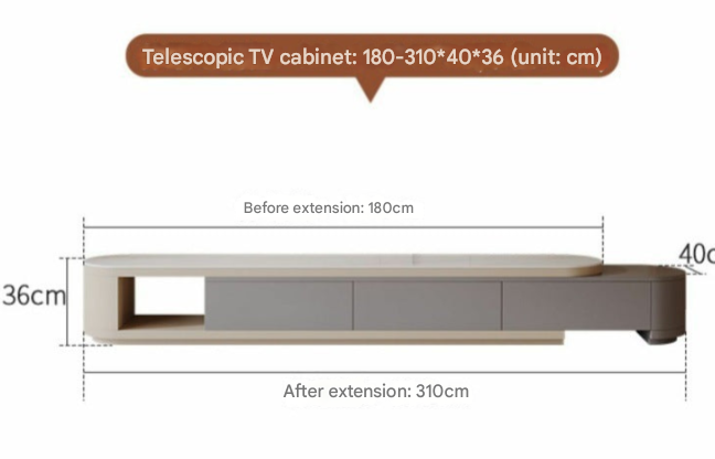 Cream & Retractable TV Unit & Coffee Table Set – Custom Made Living Room Furniture