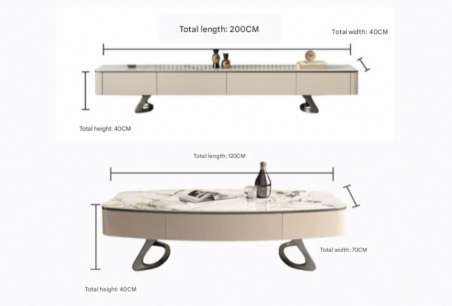 Italian & Rock Plate Designer TV Unit & Coffee Table Set – Custom Made Living Room Furniture
