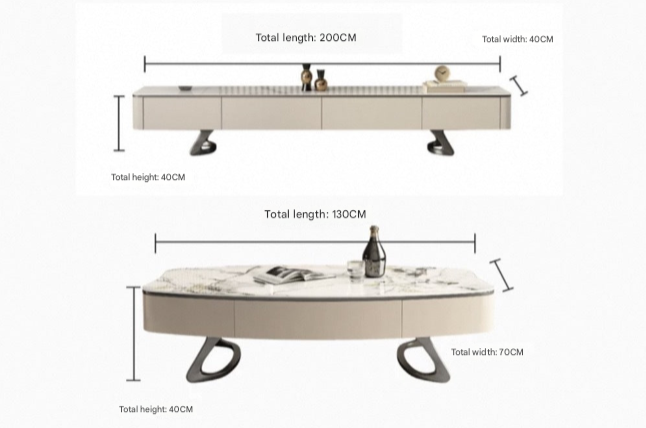 Italian & Rock Plate Designer TV Unit & Coffee Table Set – Custom Made Living Room Furniture