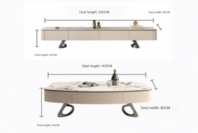 Italian & Rock Plate Designer TV Unit & Coffee Table Set – Custom Made Living Room Furniture