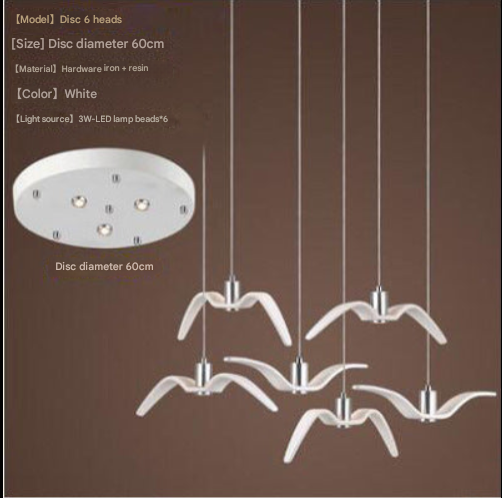 Nordic Seagull Resin Pendant Light – Modern Bird Chandelier