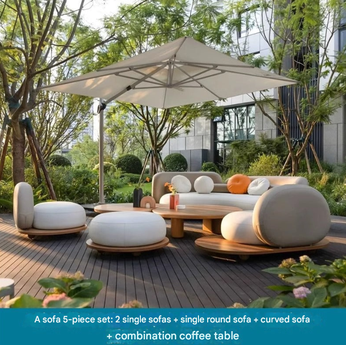 Modern Cloud Shape Outdoor Lounge Set – Teak Garden Sofa Set – Custom Made