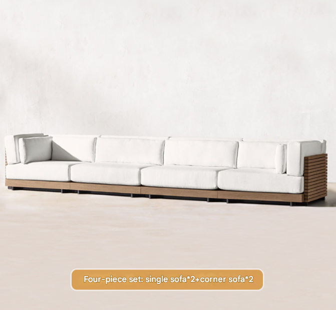 Contemporary Teak Outdoor Sofa Set – Modular Patio Lounge Setable – Custom Made