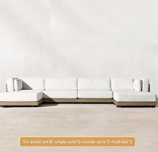 Contemporary Teak Outdoor Sofa Set – Modular Patio Lounge Setable – Custom Made