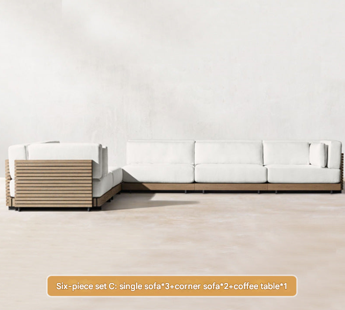 Contemporary Teak Outdoor Sofa Set – Modular Patio Lounge Setable – Custom Made