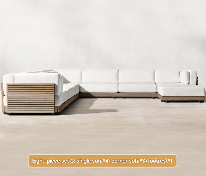 Contemporary Teak Outdoor Sofa Set – Modular Patio Lounge Setable – Custom Made
