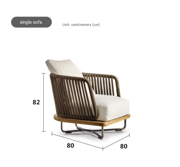 Modern Teak Ribbon Rattan Outdoor Sofa Set – Outdoor Garden Lounge Set – Custom Made